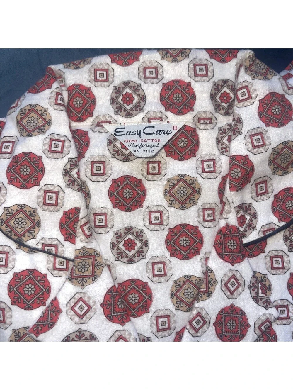 Vintage 1960s Sears Easy Care Men’s Pajama SET B Med Cotton Medallion Print PJs